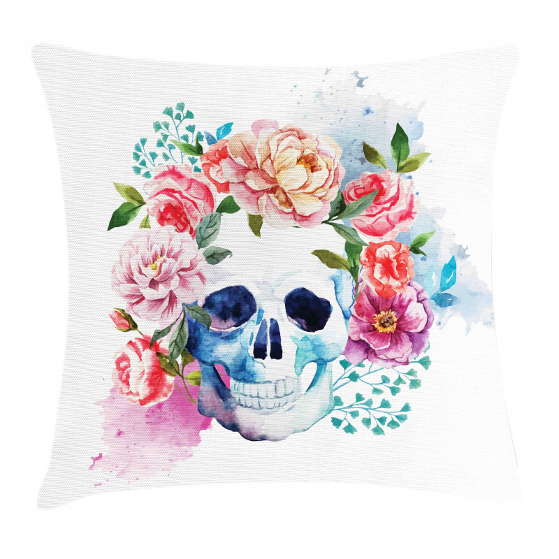 Floral Colorful Skeleton Pillow Cover