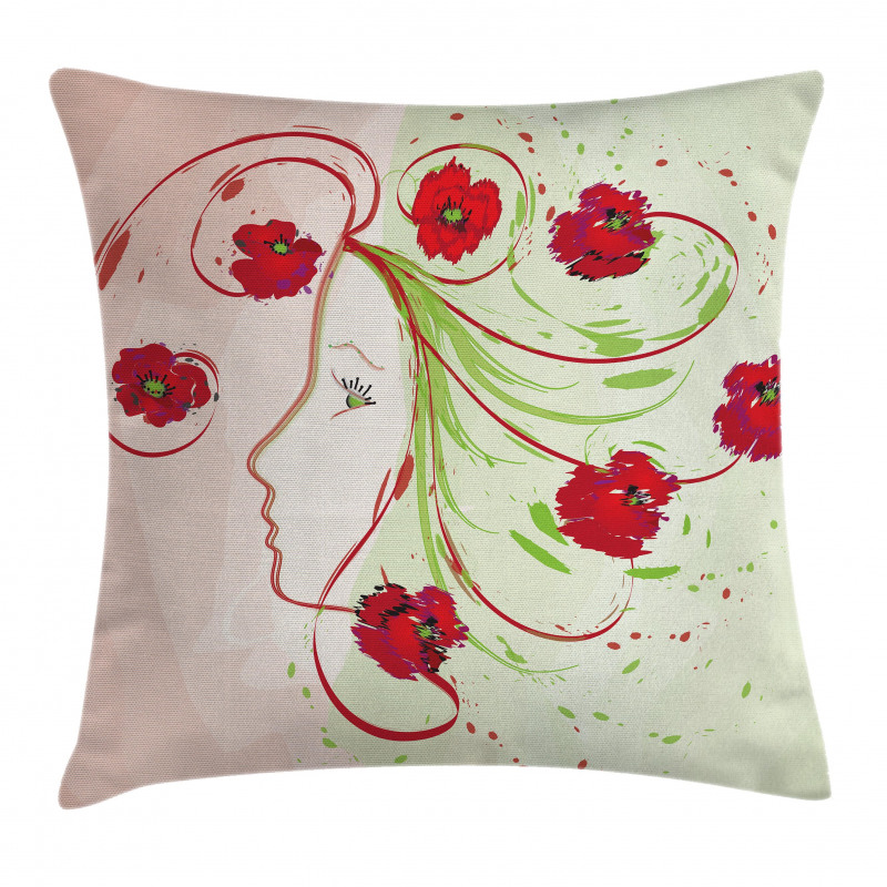 Watercolor Poppy Pillow Cover