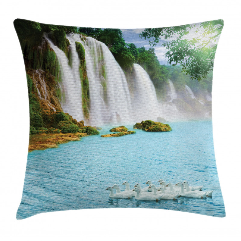 Lake and Swans Nature Pillow Cover