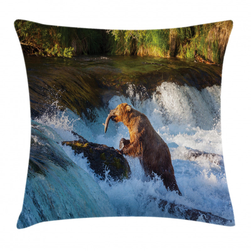 Alaska Waterfall Wildlfie Pillow Cover