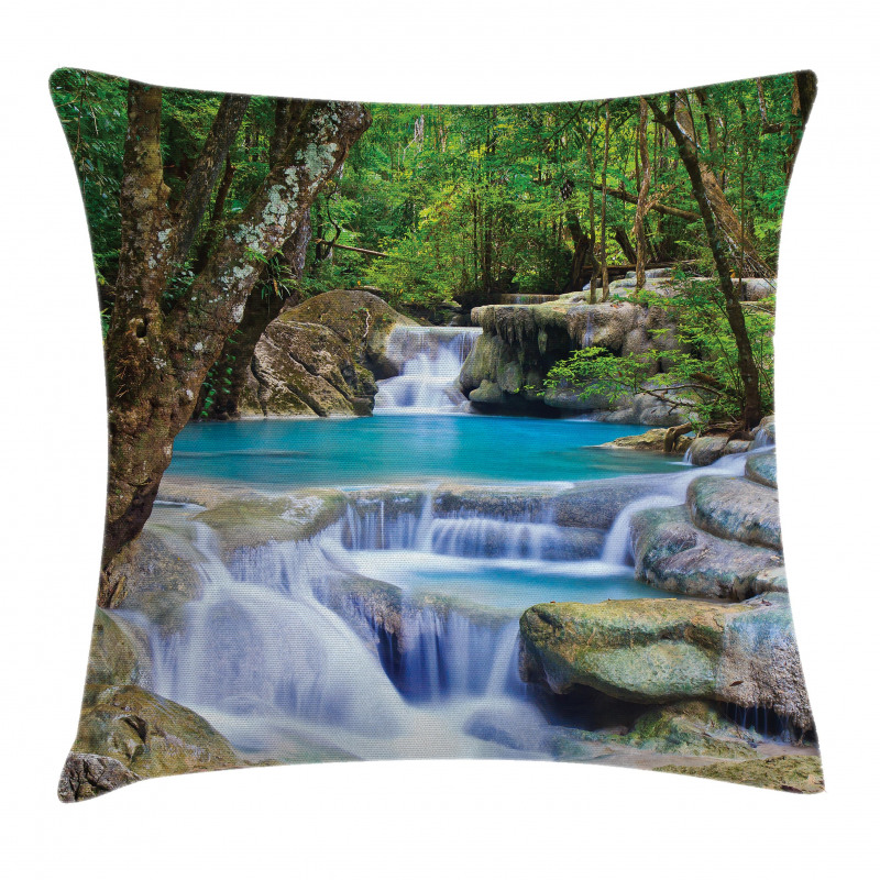 Rocks in Waterfall Lake Pillow Cover