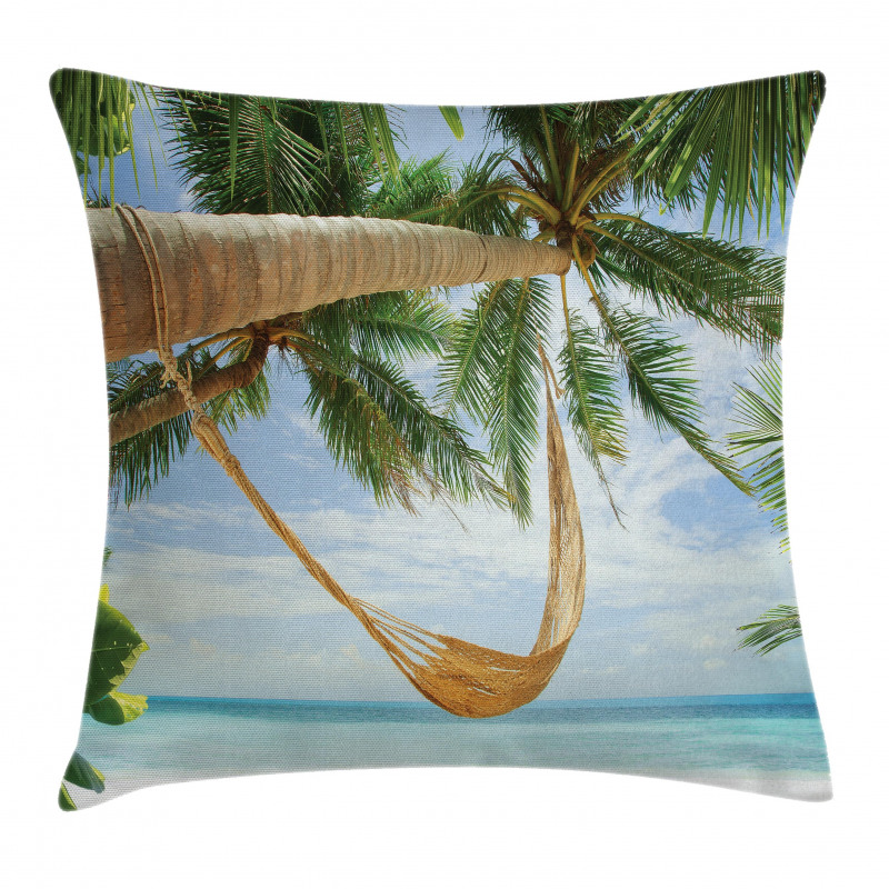 Ocean Sandy Shore Palm Pillow Cover