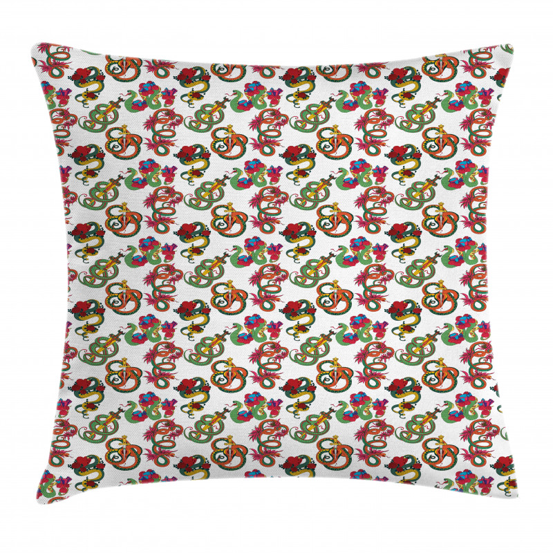 Flowers and Snakes Ornaments Pillow Cover