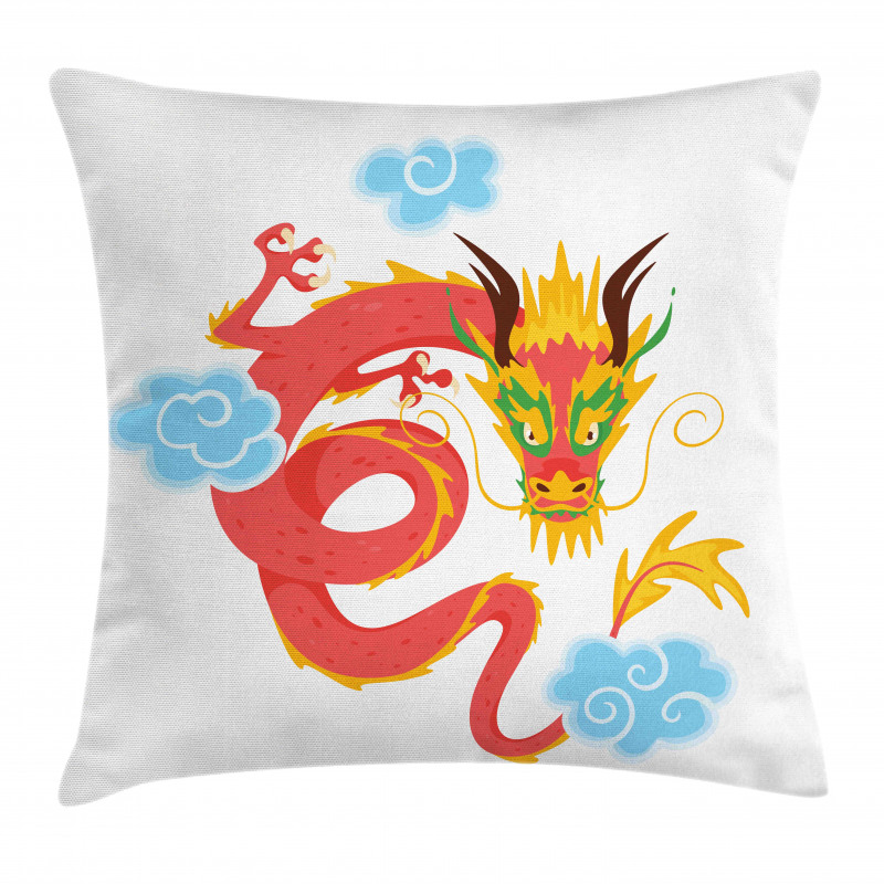 Swirling Clouds Angry Dragon Pillow Cover