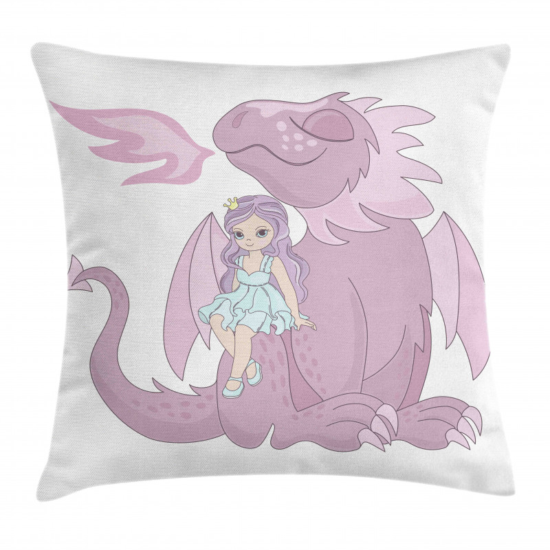 Princess Sitting on Creature Pillow Cover