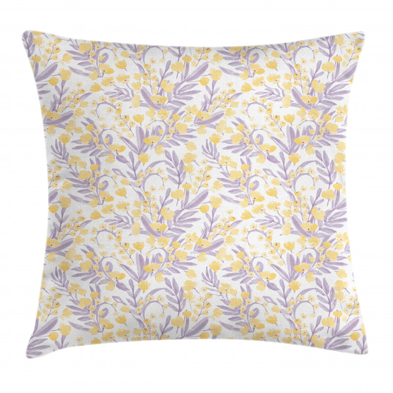 Pastel Tone Flowers Leaves Pillow Cover