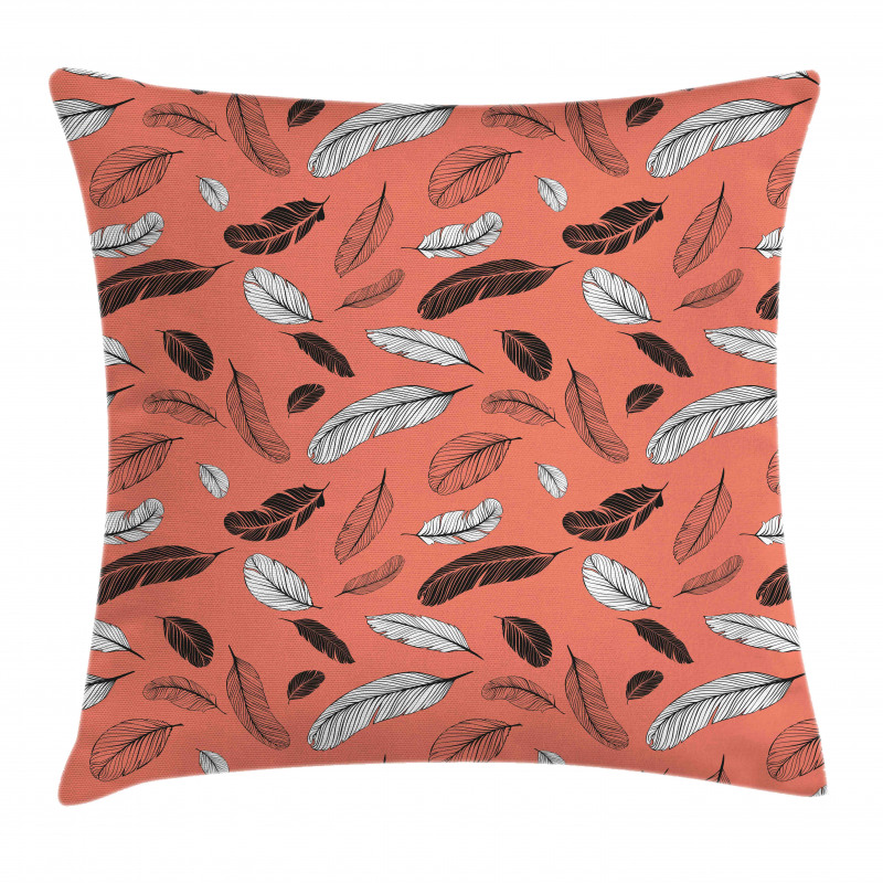 Bohemian Hand Drawn Feathers Pillow Cover