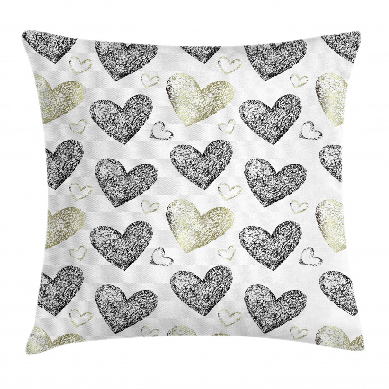 Sketched Hearts Pillow Cover