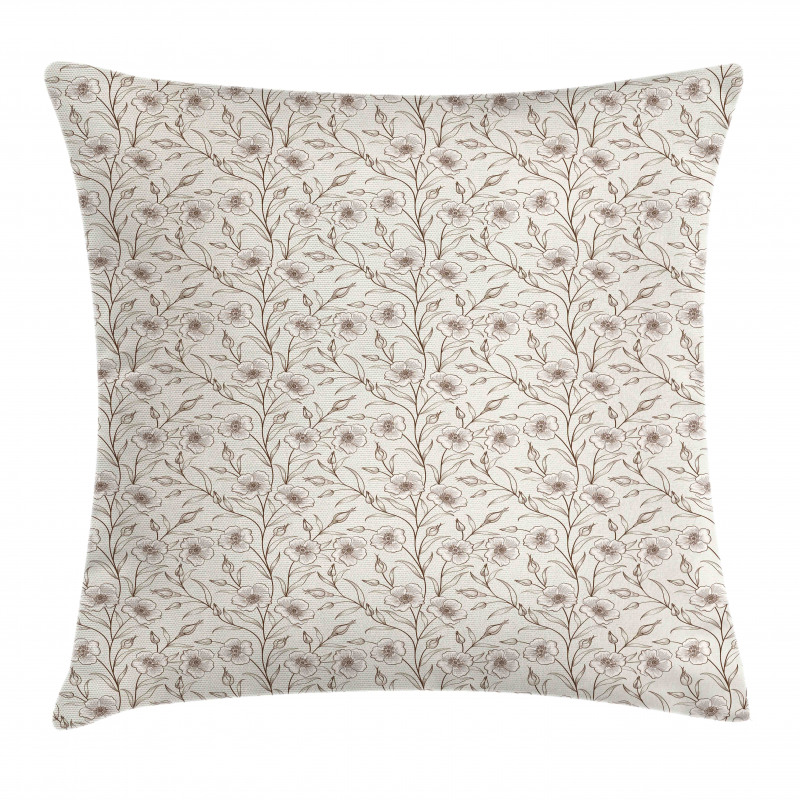Buds Flower Petals Branches Pillow Cover
