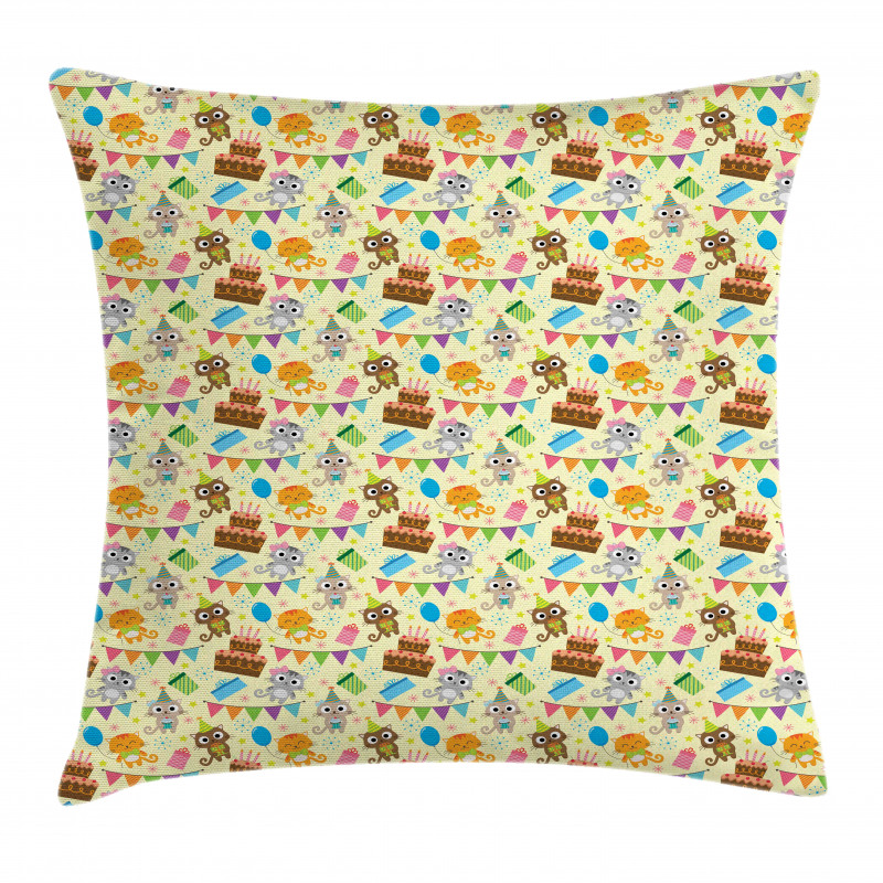 Cartoon Party Cats Pillow Cover