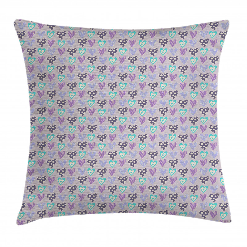 Romance Love Motifs Dots Pillow Cover