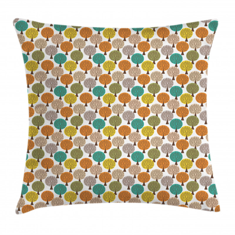 Leaves and Forest Flora Motif Pillow Cover