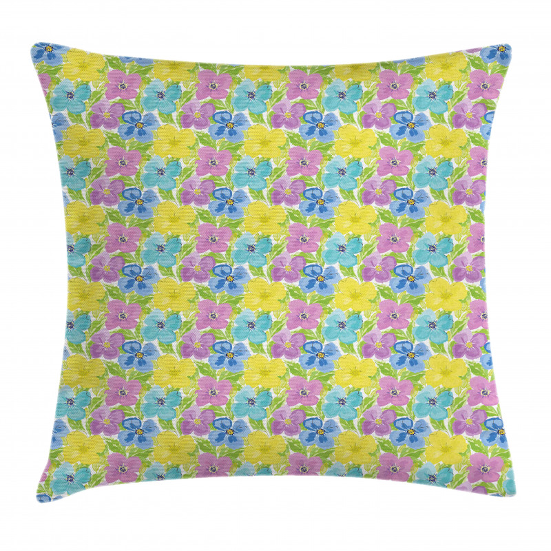 Watercolor Flower and Leaves Pillow Cover