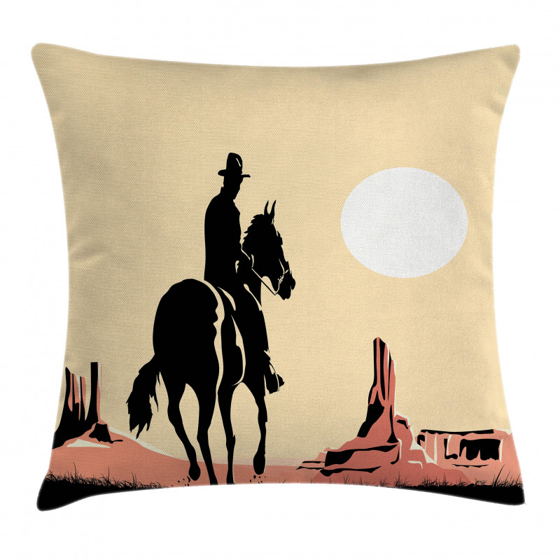 Cowboy Horse Sunset Pillow Cover