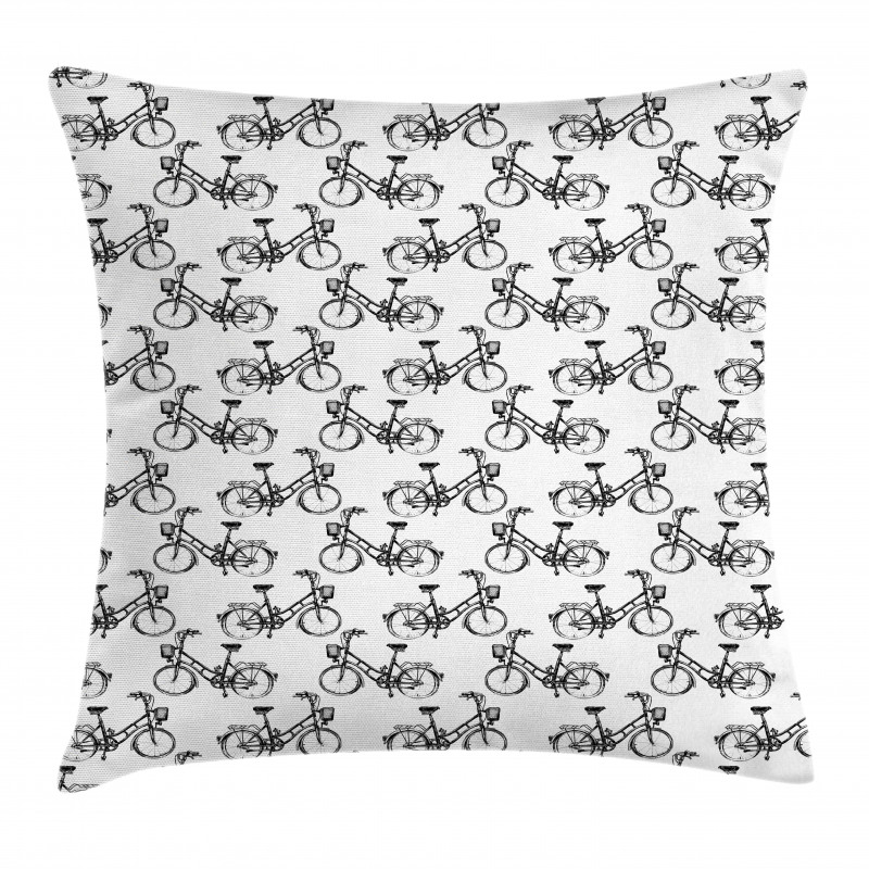 Monochrome Bicycles Pattern Pillow Cover