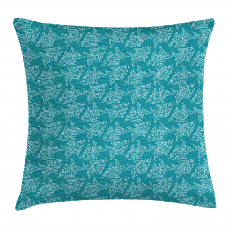 Japanese Style Ornate Fish Pillow Cover