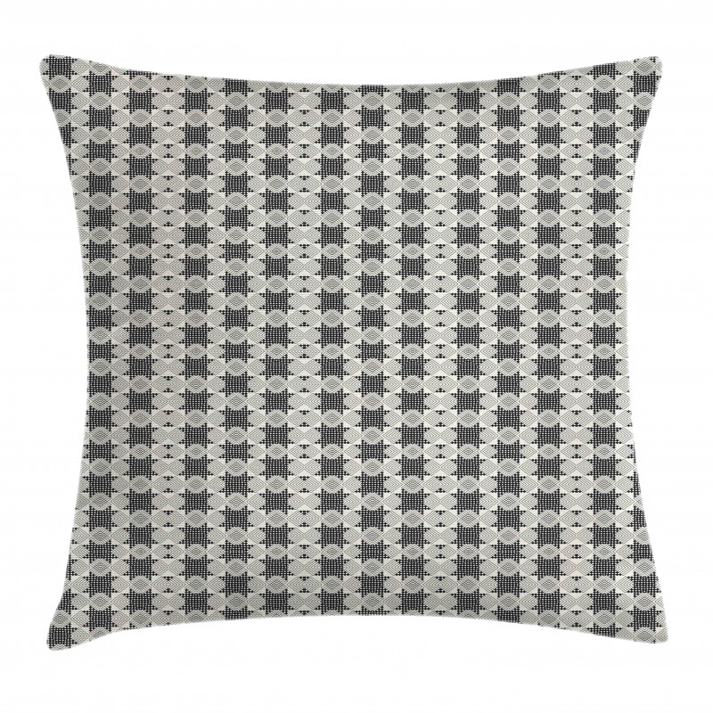 Checkered Striped Motif Pillow Cover