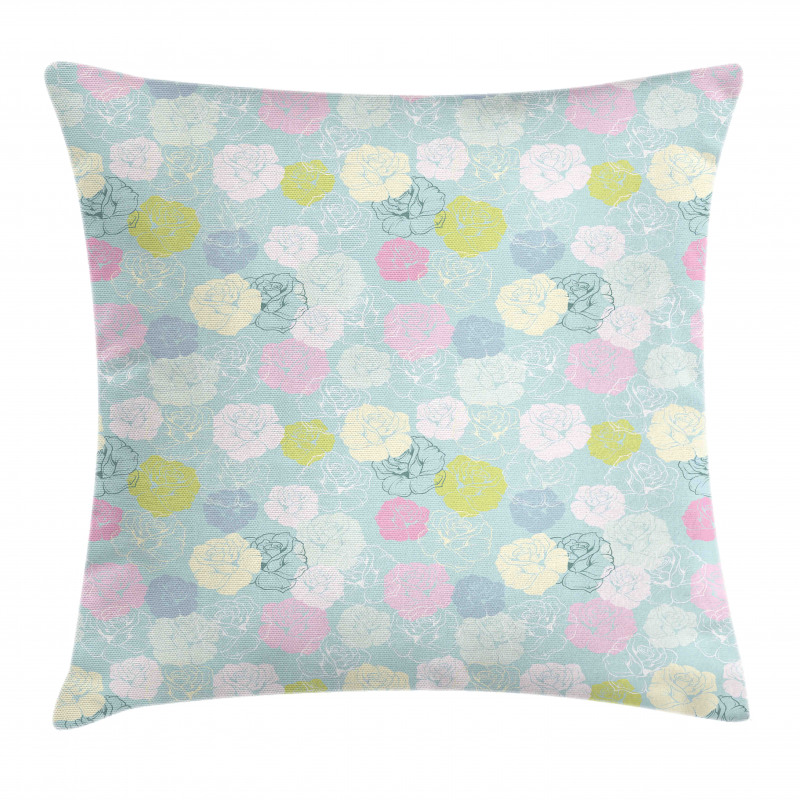 Pastel Colored Rose Flowers Pillow Cover