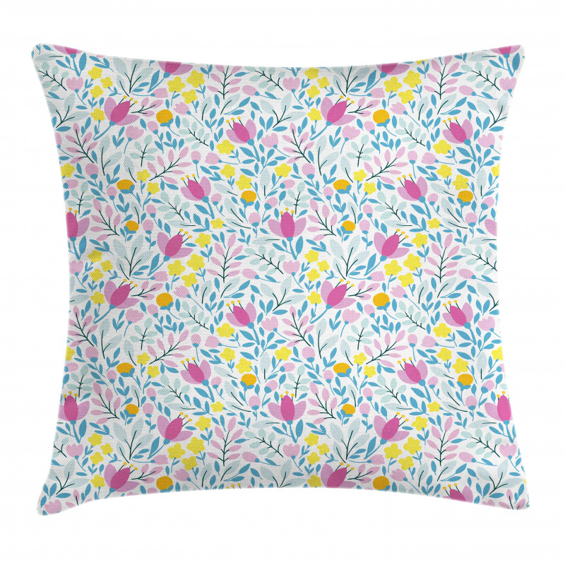 Flowers in Bloom and Buds Pillow Cover