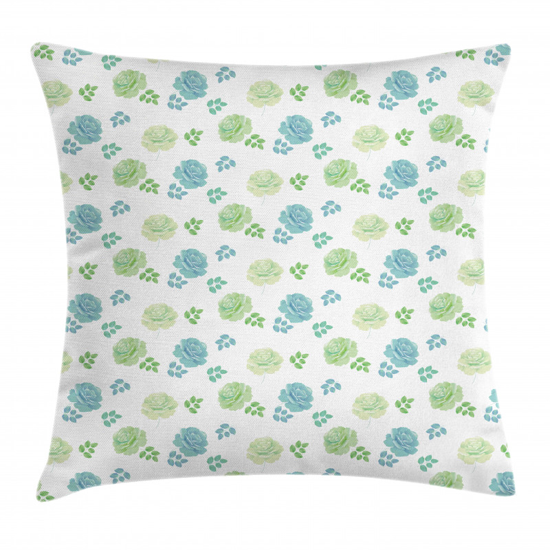 Art Rose Flowers and Leaves Pillow Cover