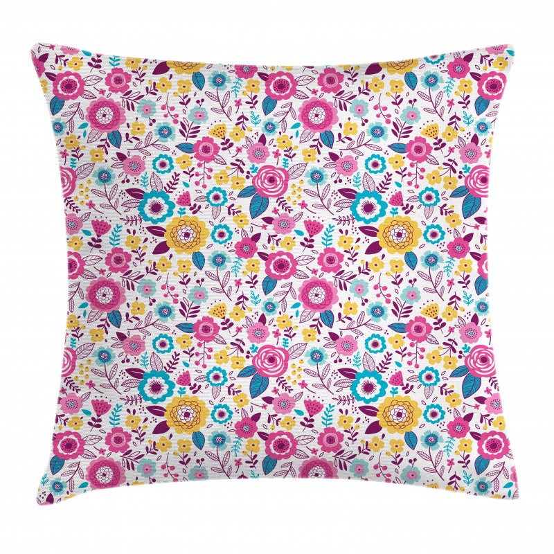 Flowers as Colorful Pillow Cover