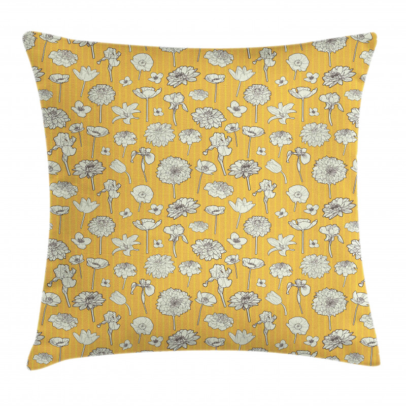 Meadow Flowers on Stripes Pillow Cover