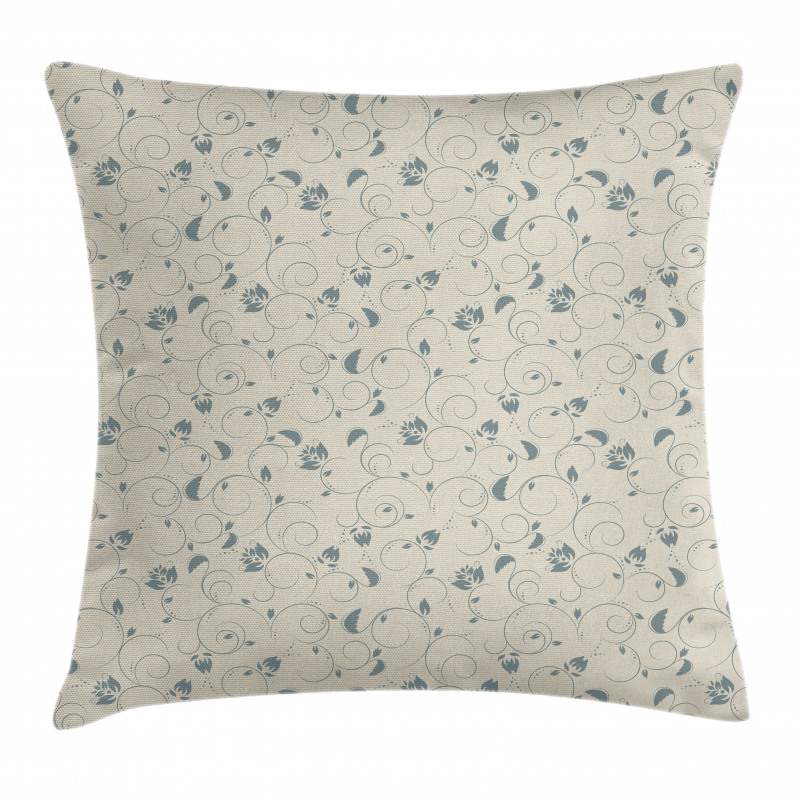 Leafy and Floral Curlicue Pillow Cover