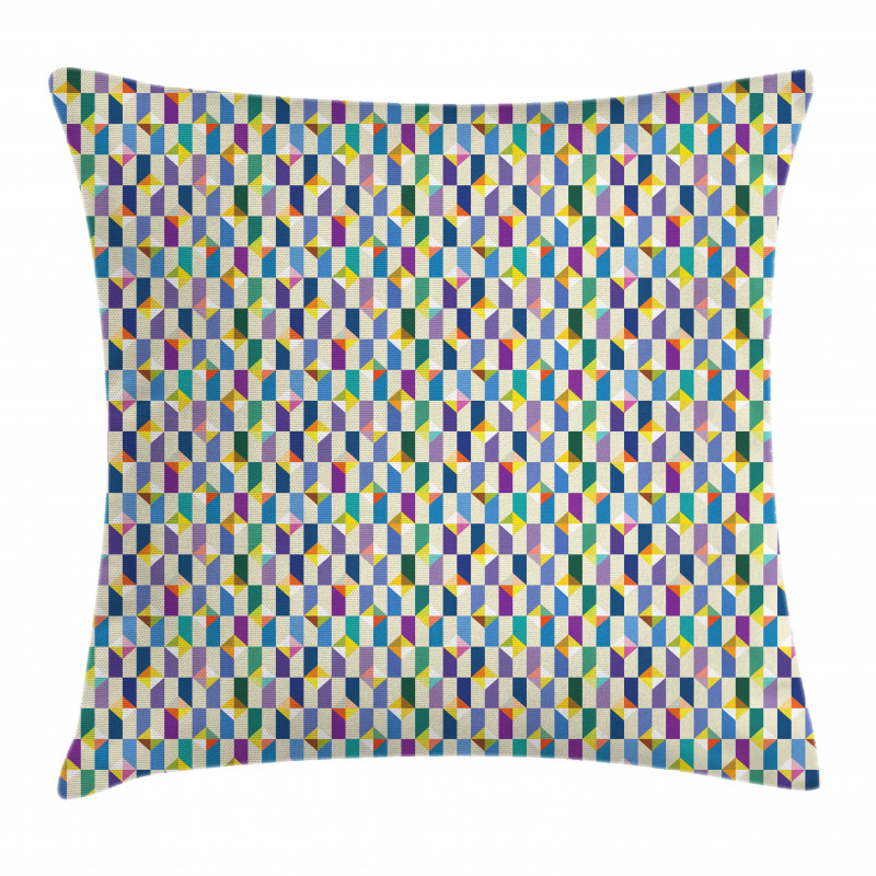 Retro Triangles Rectangles Pillow Cover