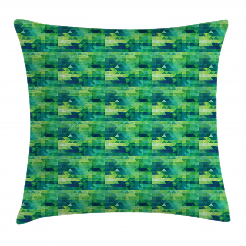 Green Monochrome Triangles Pillow Cover