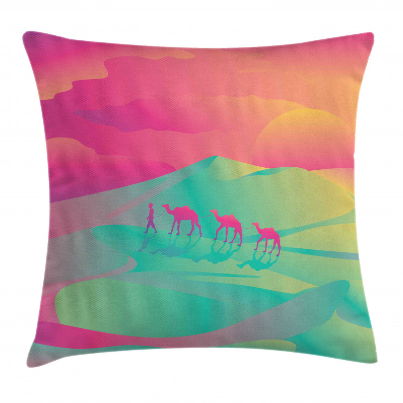 Camel Caravan Man and Sunset Pillow Cover