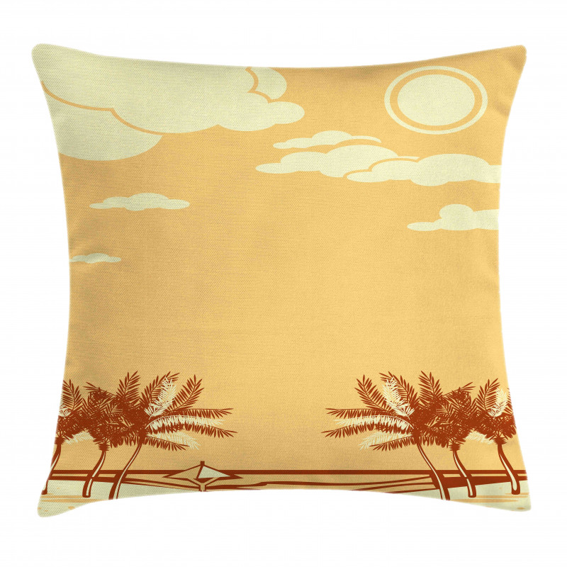 Retro Seaside Palm Trees Pillow Cover