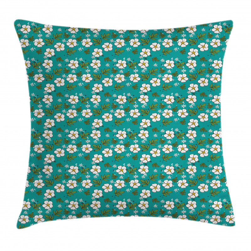 Leaves and Flowers Artwork Pillow Cover