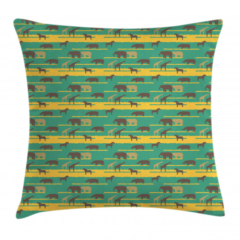 Elephants Hippos Horses Pillow Cover