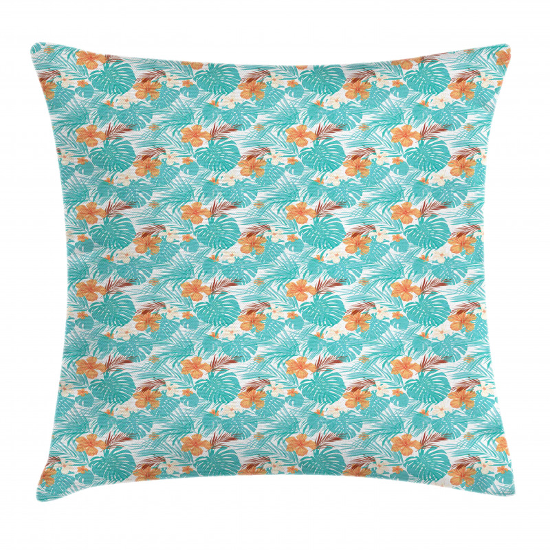 Summer Scene Palms Hibiscus Pillow Cover