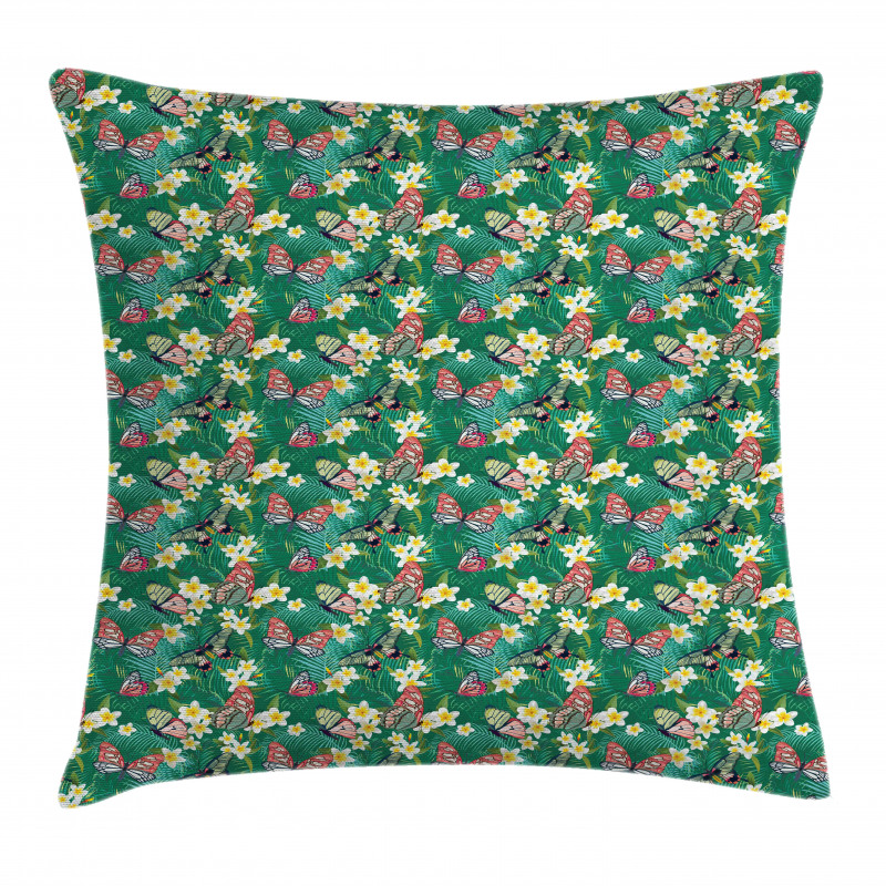 Exotic Butterfly Plumeria Pillow Cover