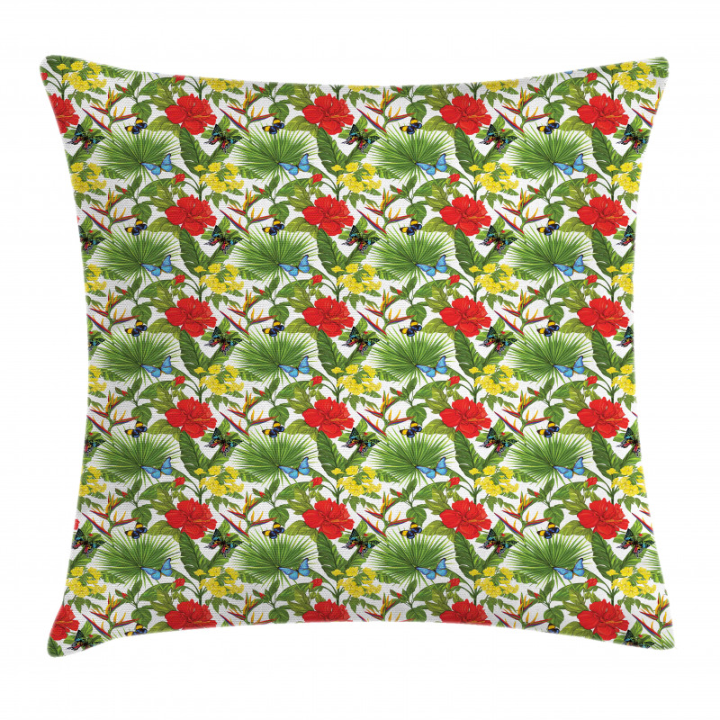 Cheerful Hibiscus Butterfly Pillow Cover