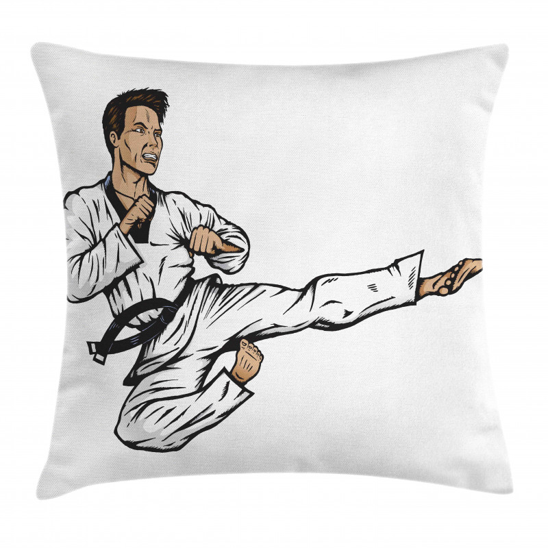 Senpai with Black Belt Kick Pillow Cover