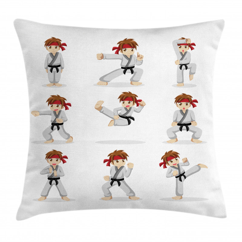 Martial Arts Boy Cartoon Pillow Cover