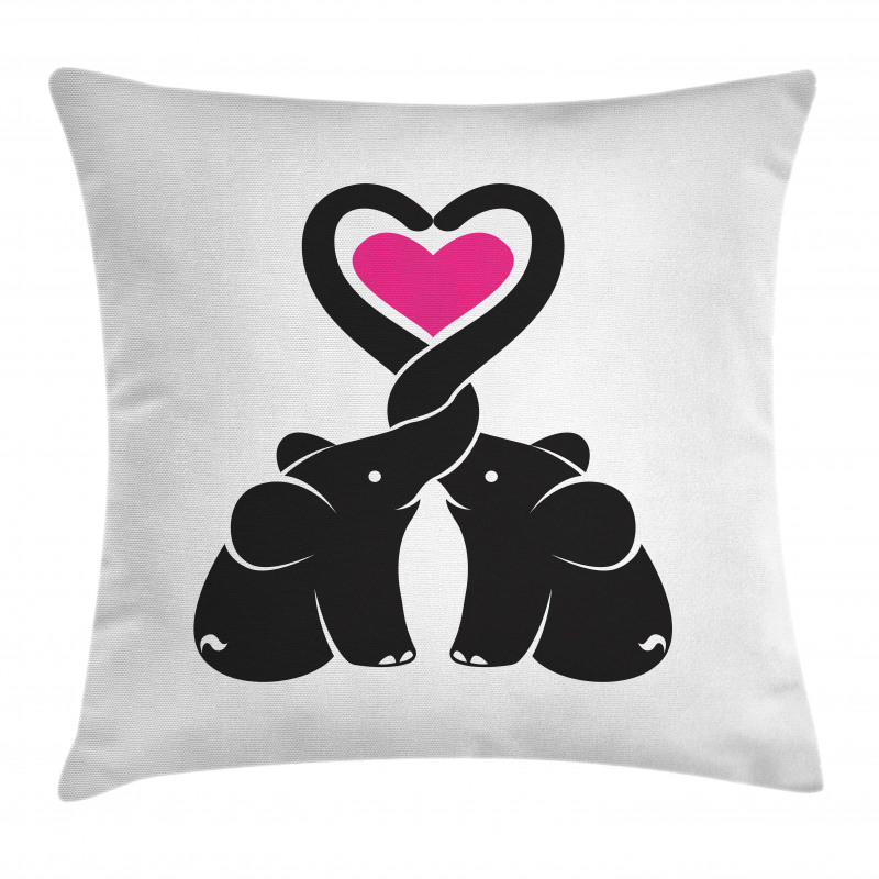 Heart with Animals Trunks Pillow Cover