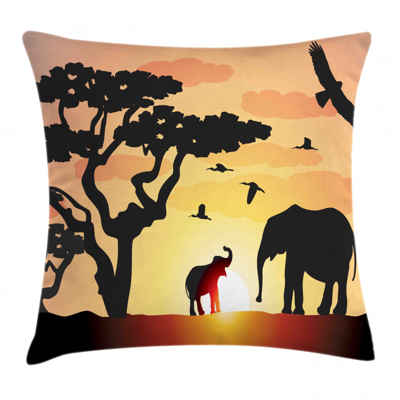 Sunset Animal Tree Pillow Cover