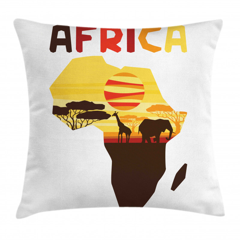 Map with Wild Life Pillow Cover