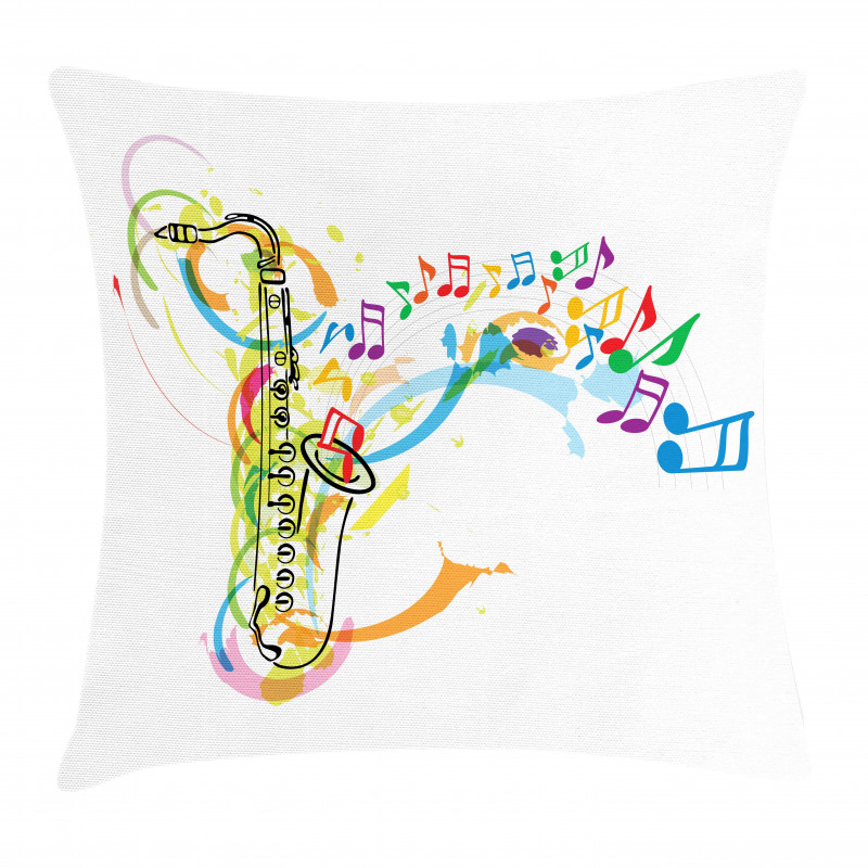 Saxophone Wavy Notes Pillow Cover