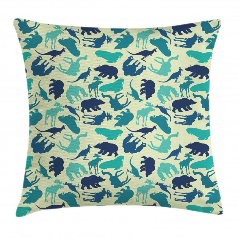 Various Animal Silhouettes Pillow Cover