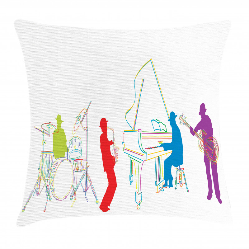 Retro Jazz Band Music Pillow Cover