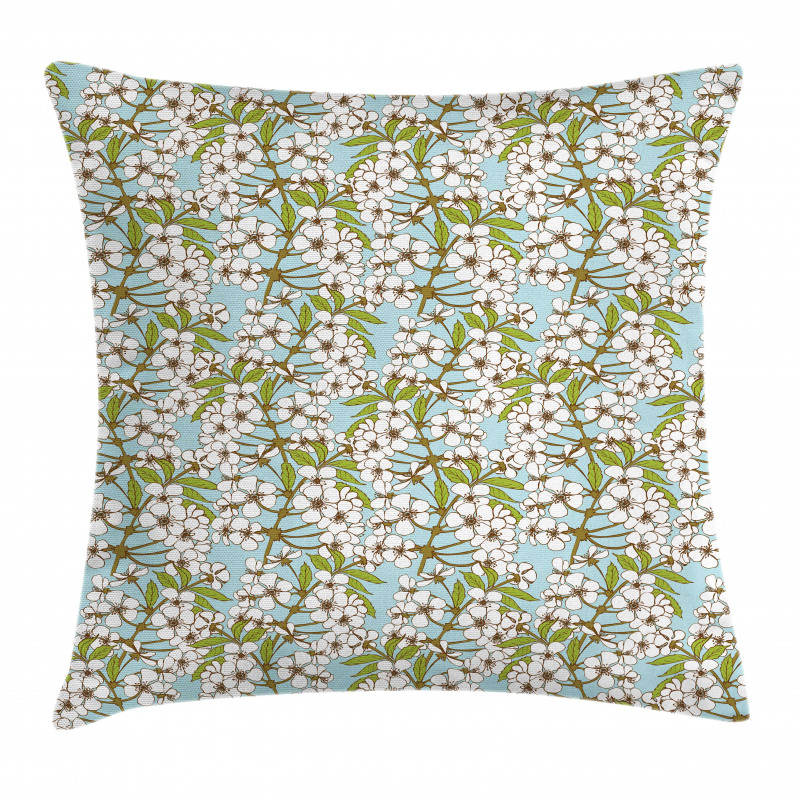 Delicate Floral Branches Art Pillow Cover
