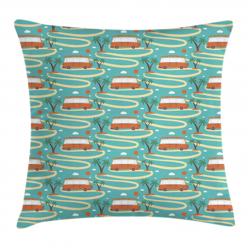 Summer Van and Palms Pillow Cover