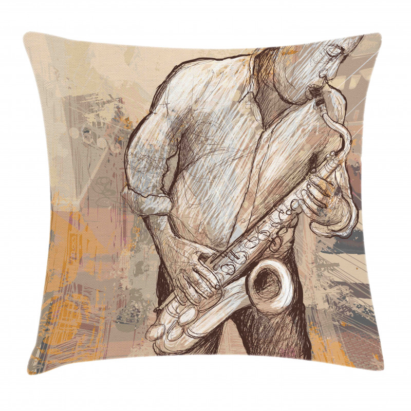 Jazz Musician on Street Pillow Cover