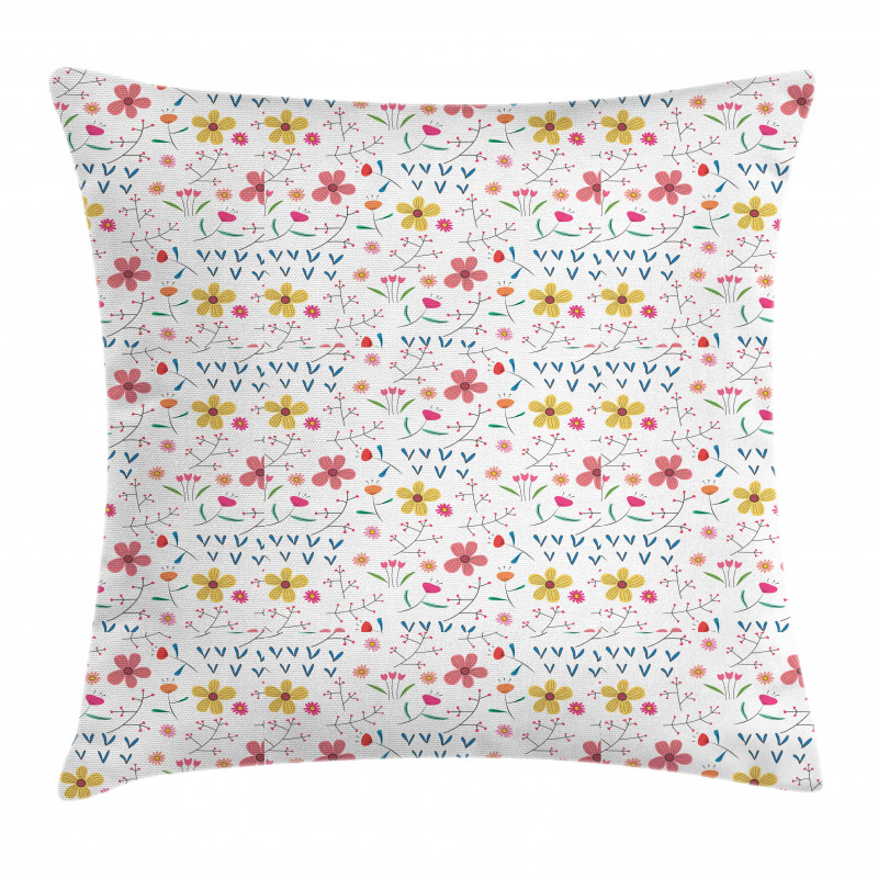 Colorful Wild Meadow Botany Pillow Cover