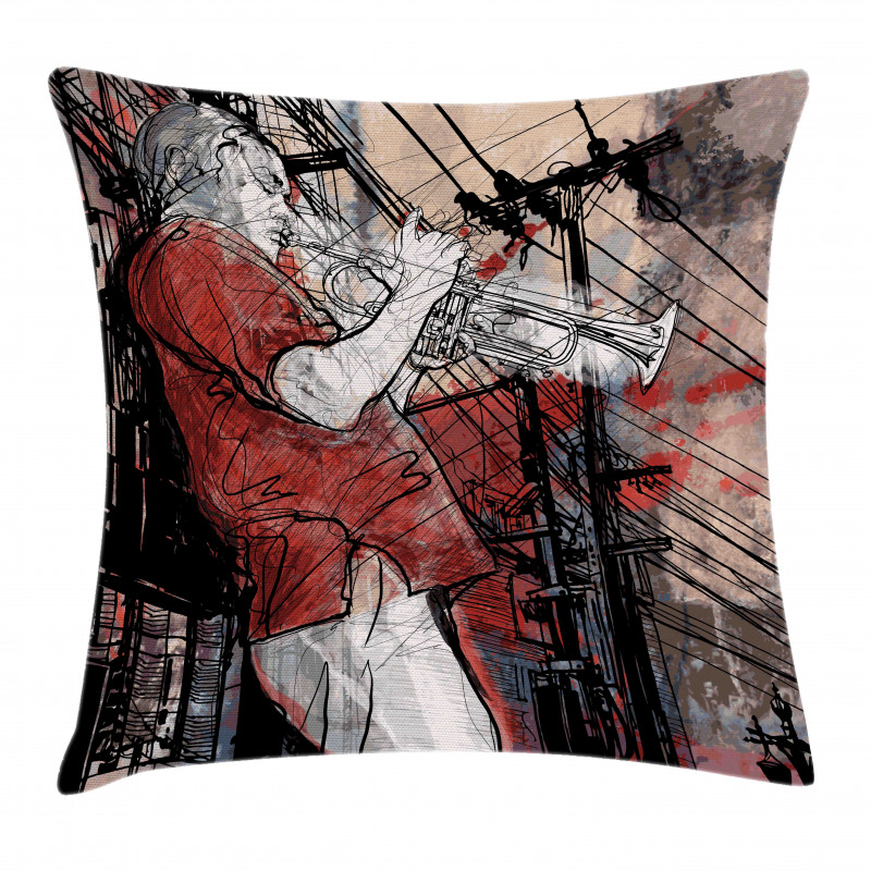 Grunge Jazz Musician Pillow Cover