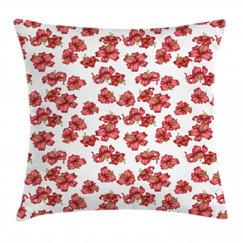 Vintage Style Lily Flowers Pillow Cover